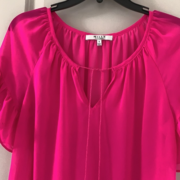 MILLY FUSCHIA PINK SUMMER TOP WITH TASSELS - Picture 4 of 5